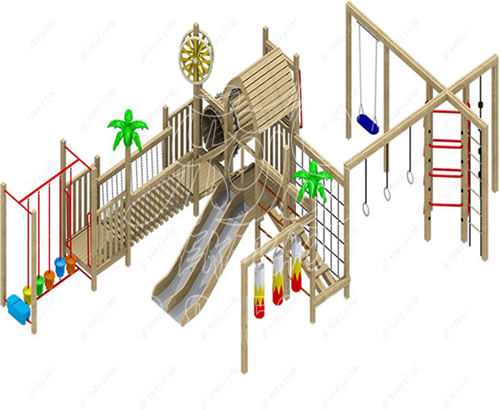 幼儿园儿童组合木质拓展设施 早教儿童户外木质闯关游乐设施MZJDXL-10